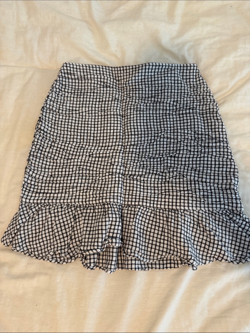 Abercrombie & Fitch Black and White Gingham Ruffle Hem Skirt